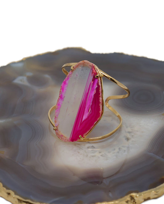Brazalete de ágata fucsia