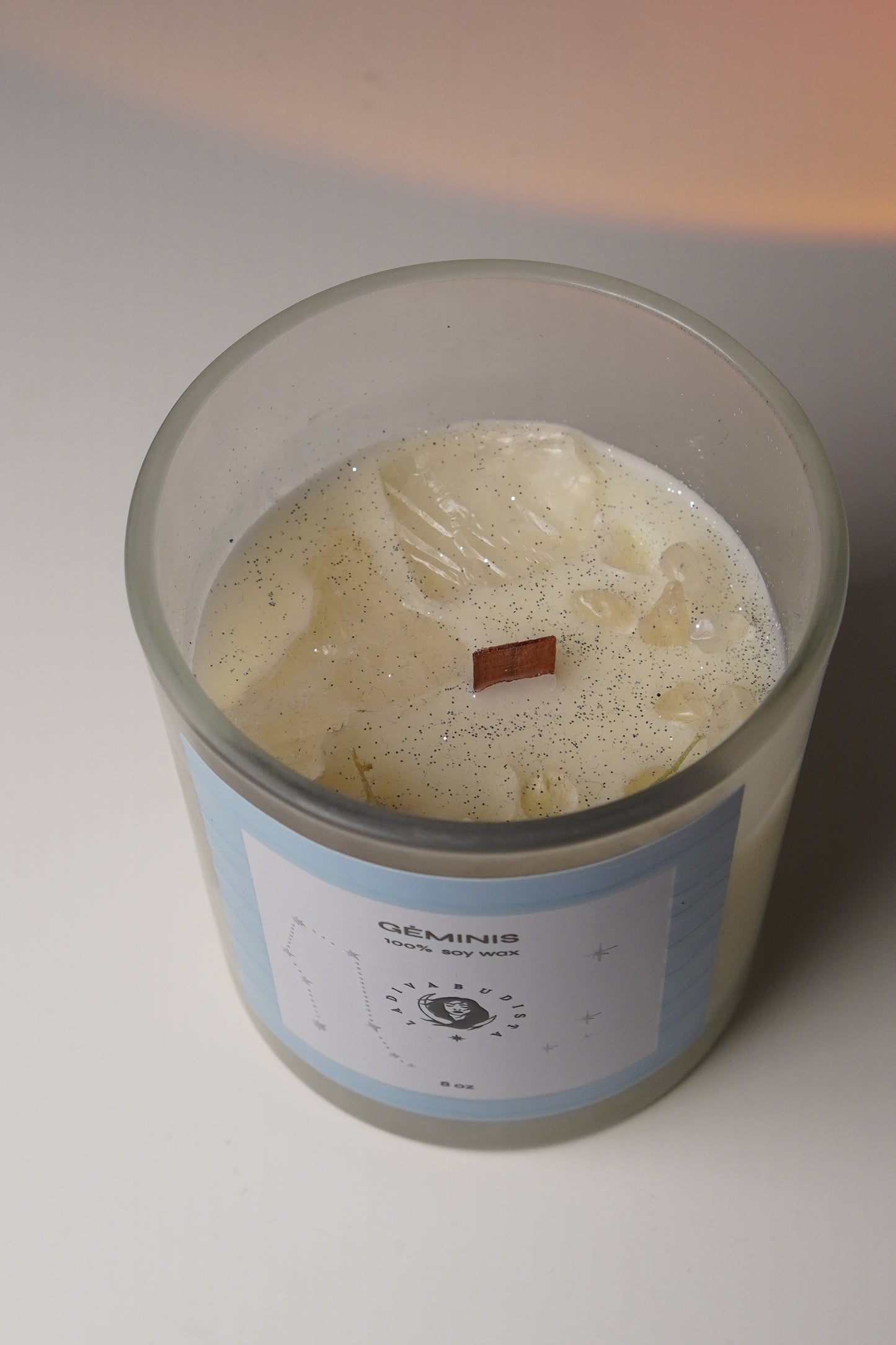 ♊ Gemini – Clear Quartz, Blue Windbell & Hydrangea