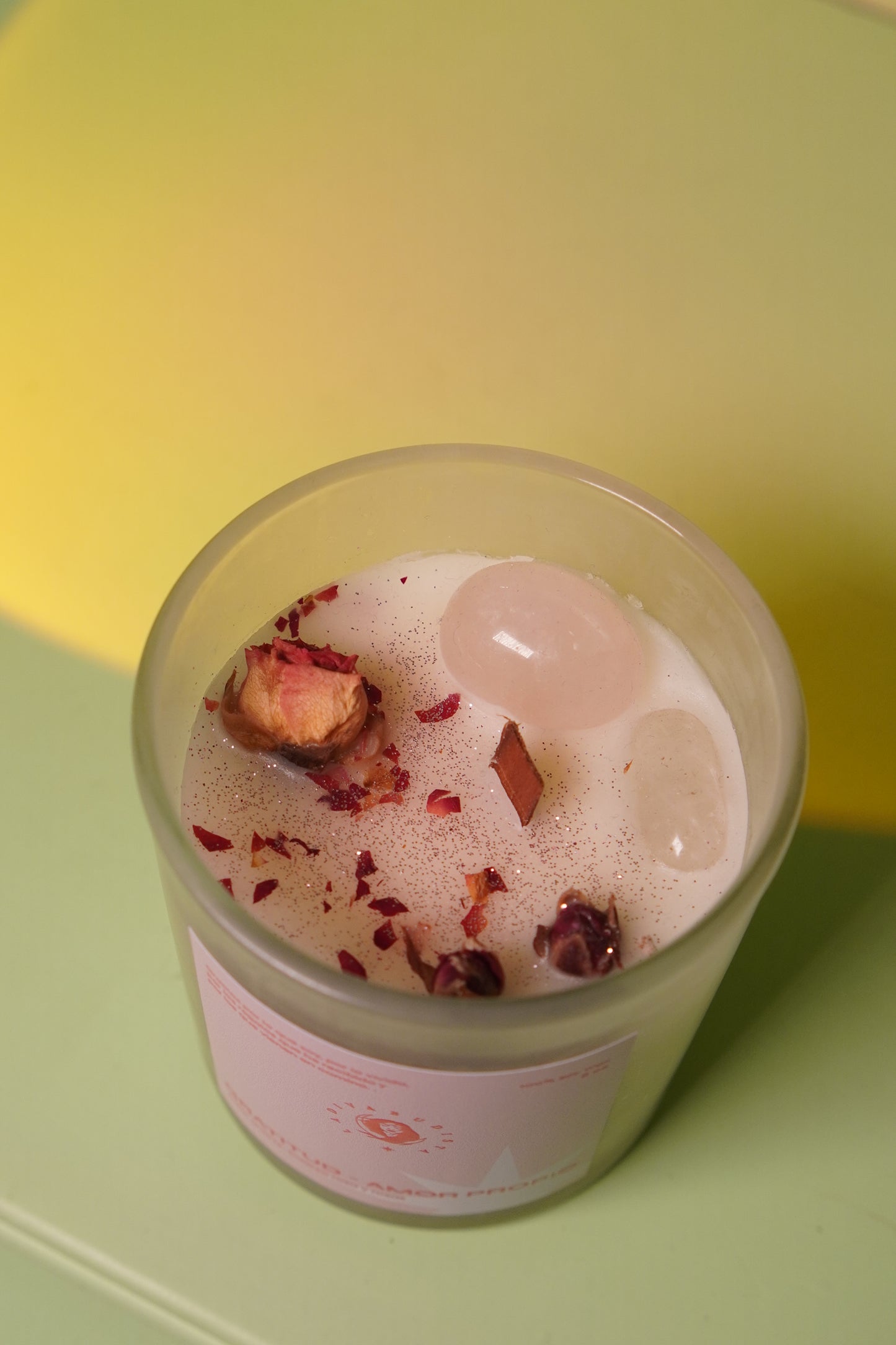 Gratitud – Cuarzo Rosa,  Cuarzo Cristal y rosas